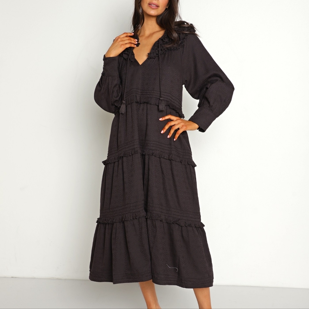 Cleobella Briar 100% Organic Cotton Long Sleeve Midi Dress Size M Boho Bohemian